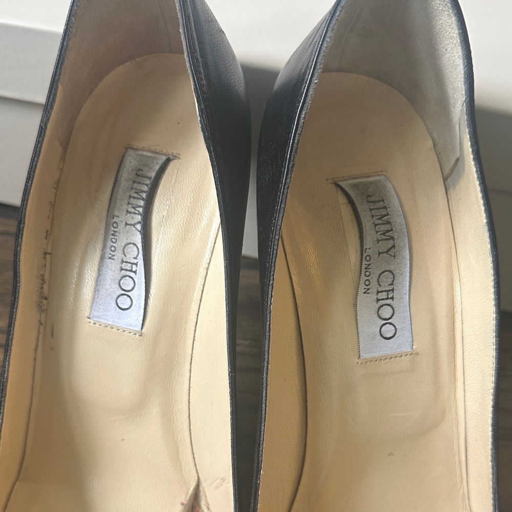 Jimmy Choo Black Leather Stiletto Heels - Picture 5 of 16